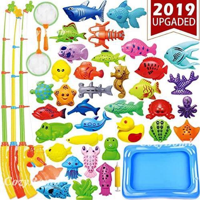 Magnetic Fishing Toys Game Set for Kids Water Table Bathtub Kiddie Pool  Party with Pole Rod Net Plastic Floating FishToddler Color Ocean Sea  Animals Age 3 4 5 6 Year Old Mega 