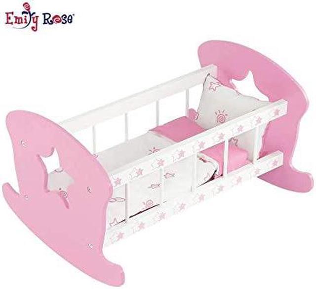 18 Inch Doll Furniture for American Girl Doll Bed, Rocking Baby Doll  Cradle Doll Bed Includes Reversible Doll Bedding