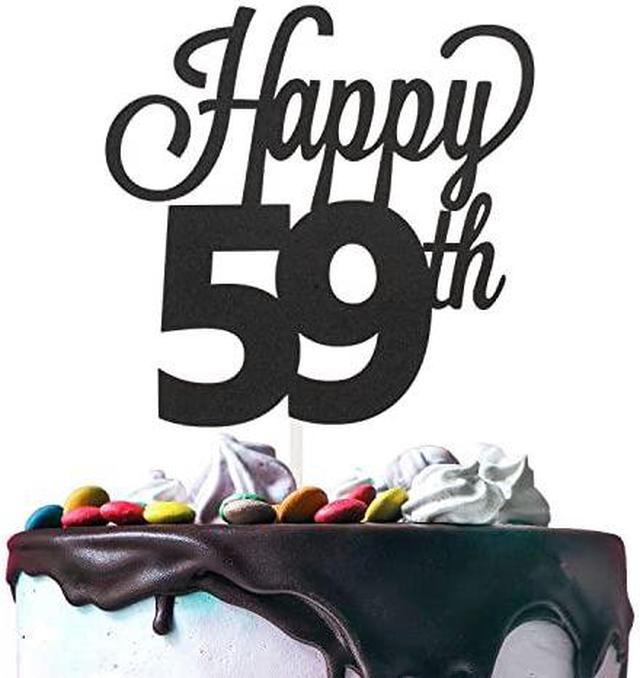 59th Birthday Black Glitter Cardstock Paper Cake Topper Cheers to