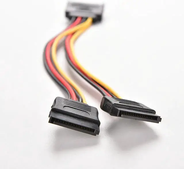 Alt view image 2 of 3 - 19cm 15 Pin SATA Male to 2 Female 15 Pin SATA Cable Splitter Adapter Cable PC Computer Power Cable Converter Connector