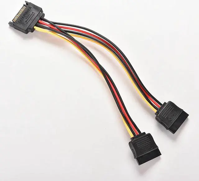 Main image of 19cm 15 Pin SATA Male to 2 Female 15 Pin SATA Cable Splitter Adapter Cable PC Computer Power Cable Converter Connector