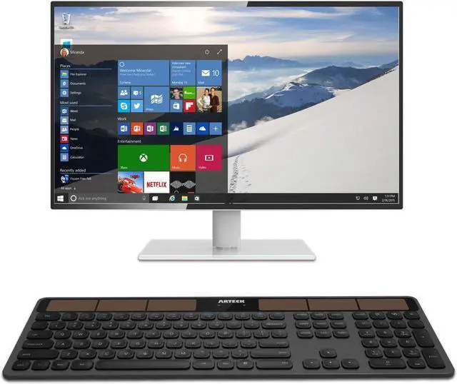 Alt view image 7 of 7 - Arteck Wireless Solar Keyboard Full Size Solar Recharging Keyboard for Computer/Desktop/PC/Laptop/Surface/Smart TV and Windows 10/8 / 7 / Vista/XP Built in Rechargeable Battery