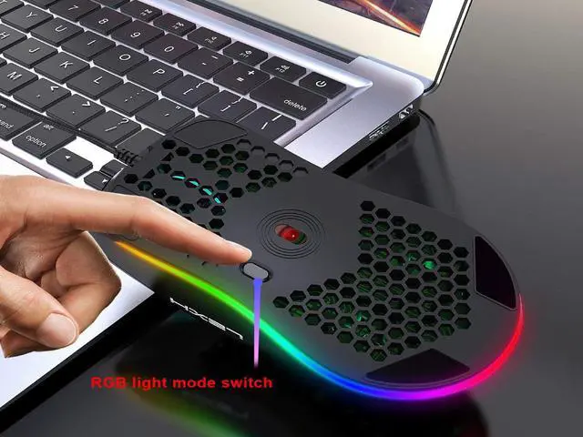 Alt view image 4 of 7 - USB Mouse with Lightweight Honeycomb Shell, Ergonomic Optical Computer Gaming Mice, 6400 DPI Adjustable,6 RGB Lighting Gaming Mice & 7 Buttons Programmable Driver for PC Gamers and Xbox and PS4
