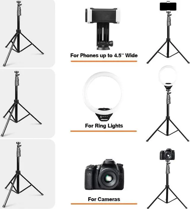 Alt view image 2 of 7 - 12’’ Ring Light with Tripod, Selfie Ring Light with 62’’ Tripod Stand, Light Ring for Video Recording&Live Streaming(YouTube, Instagram, TIK Tok), Compatible with Phones, Cameras and Webcams