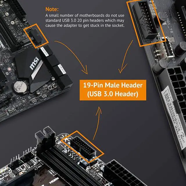 Alt view image 4 of 6 - Computer Mainboard USB 3.0 Front 19PIN to 3.1 Type-C Front Panel Header Type-E Adapter 20 to 19 Pin Expansion Card(Header-180°)
