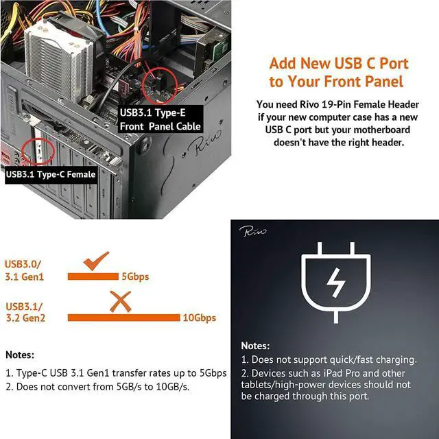 Alt view image 6 of 6 - Computer Mainboard USB 3.0 Front 19PIN to 3.1 Type-C Front Panel Header Type-E Adapter 20 to 19 Pin Expansion Card(Header-180°)