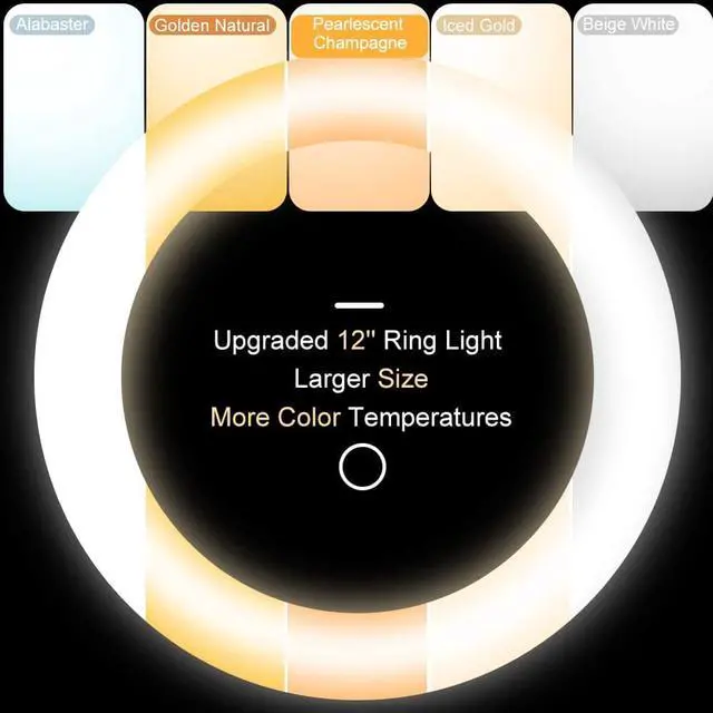 Alt view image 6 of 7 - 12’’ Ring Light with Tripod, Selfie Ring Light with 62’’ Tripod Stand, Light Ring for Video Recording&Live Streaming(YouTube, Instagram, TIK Tok), Compatible with Phones, Cameras and Webcams