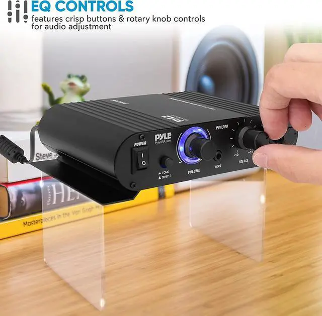 Alt view image 3 of 7 - Power Home HiFi Stereo Amplifier - 90 Watt Portable Dual Channel Surround Sound Audio Receiver w/ 12V Adapter - For Subwoofer Speaker, MP3, iPad, iPhone, Car, Marine Boat, PA System - PFA300