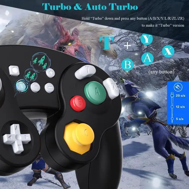 Alt view image 4 of 7 - Gamecube Controller Switch, Wireless Switch Pro Controller for Nintendo Switch/Lite/PC/Android/iOS/Steam, Support Wake Up, Motion, Adjustable Rumble, Turbo & Auto Turbo