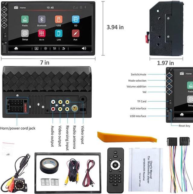 Alt view image 4 of 6 - 7 Inch Car Stereo Double Din Bluetooth Car Radio Touch Screen FM Radio Car Radio MP5 Player with Backup Camera, Car Entertainment Multimedia Hands Free Calling Support Mirror Link/USB/SD/AUX