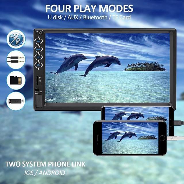 Alt view image 6 of 6 - 7 Inch Car Stereo Double Din Bluetooth Car Radio Touch Screen FM Radio Car Radio MP5 Player with Backup Camera, Car Entertainment Multimedia Hands Free Calling Support Mirror Link/USB/SD/AUX