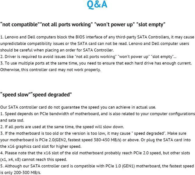 Alt view image 3 of 7 - SATA Card 8 Port, Non Raid SATA Expansion Card for SATA III 6G Hard Drives for Desktop, Includes 8 SATA Cables and 2 SATA Splitter Cables