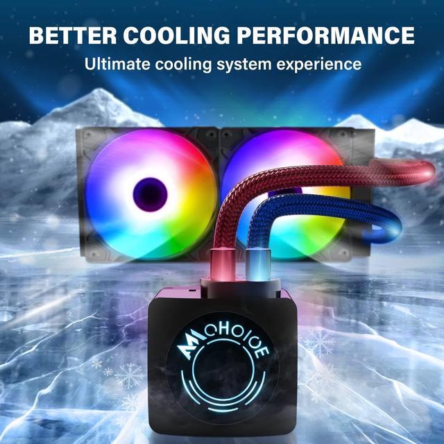 Alt view image 6 of 7 - 240mm CPU Water Cooler, ARGB CPU Liquid Cooler(AIO), All Intel & AMD Compatible, High Efficiency CPU Radiator, 2×120mm PWM Fan for CPU Liquid Cooling System, Silent Operation, LGA 1700 Ready
