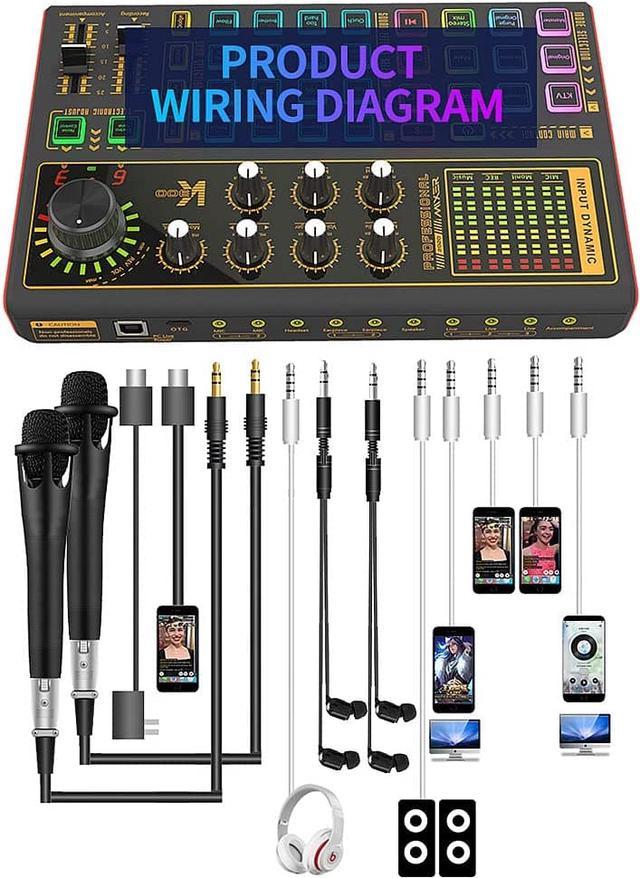 Professional Audio Mixer, K300 Live Sound Card and Audio Interface