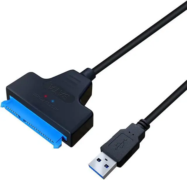 Main image of SATA to USB A Cable, USB 3.0 SATA I/II/III Hard Drive Adapter Cable for 2.5 inch SSD & HDD Optimized for SSD/HDD Data Transfer, Support UASP Black