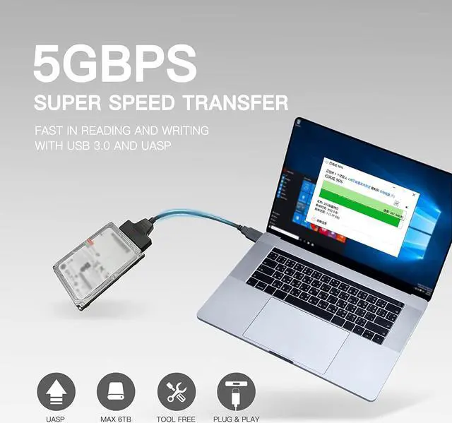 Alt view image 5 of 6 - SATA to USB A Cable, USB 3.0 SATA I/II/III Hard Drive Adapter Cable for 2.5 inch SSD & HDD Optimized for SSD/HDD Data Transfer, Support UASP Black