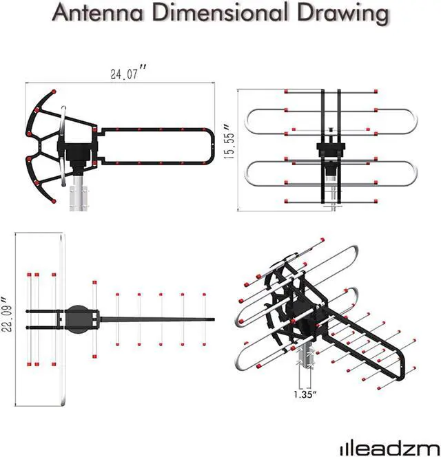 Alt view image 5 of 7 - TA-851B 360°Rotation UV Dual Frequency 45-860MHz 22-38dB Open Antenna Silver