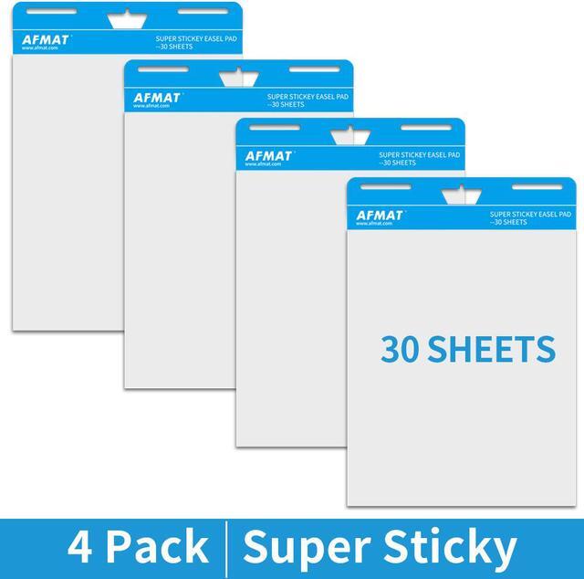 Main image of Sticky Easel Pads, Flip Chart Paper, Large Easel Paper for Teachers, 25 x 30 Inches, Self Stick Easel Paper for White Board, 30 Sheets/Pad, 4 Pads, Super Sticky with 2 Strips of Adhesive, White