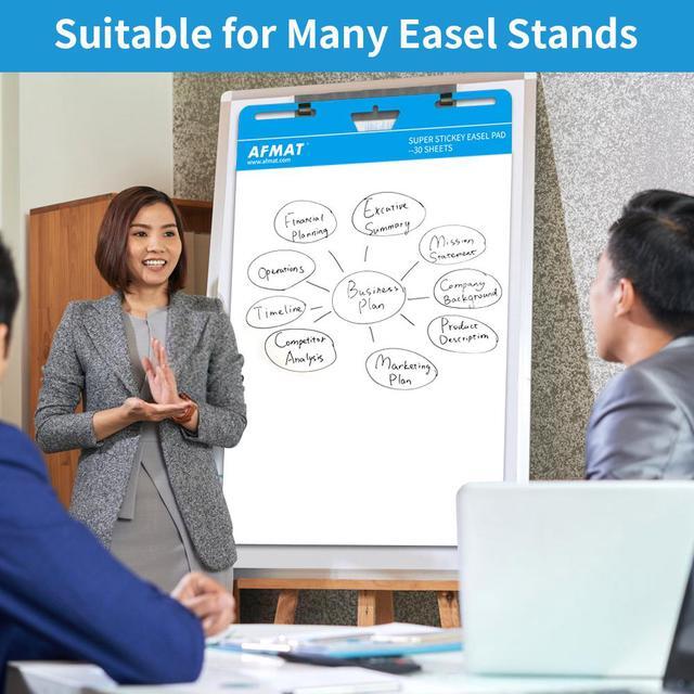 Alt view image 7 of 7 - Sticky Easel Pads, Flip Chart Paper, Large Easel Paper for Teachers, 25 x 30 Inches, Self Stick Easel Paper for White Board, 30 Sheets/Pad, 4 Pads, Super Sticky with 2 Strips of Adhesive, White