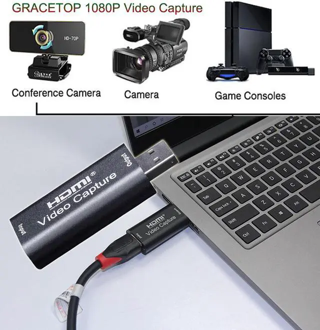 Alt view image 4 of 7 - HDMI to USB Capture Card HDMI to USB 2.0/3.0 Audio Video Capture Cards 1080p 30fps Record via DSLR Camcorder Action Cam for High Definition Acquisition, Broadcast Live