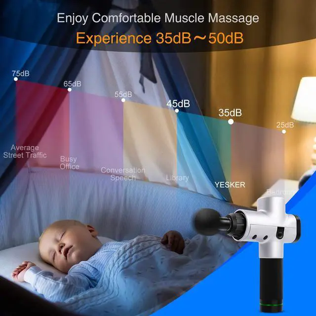 Alt view image 5 of 7 - Massage Gun Deep Tissue Percussion Muscle Massager for Pain Relief, Handheld Electric Body Massager Sports Drill Portable Super Quiet Brushless Motor