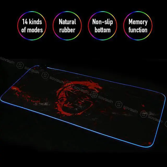 Alt view image 3 of 7 - RGB LED Gaming Mouse Pad Esports Player Non-slip Color Mousepad