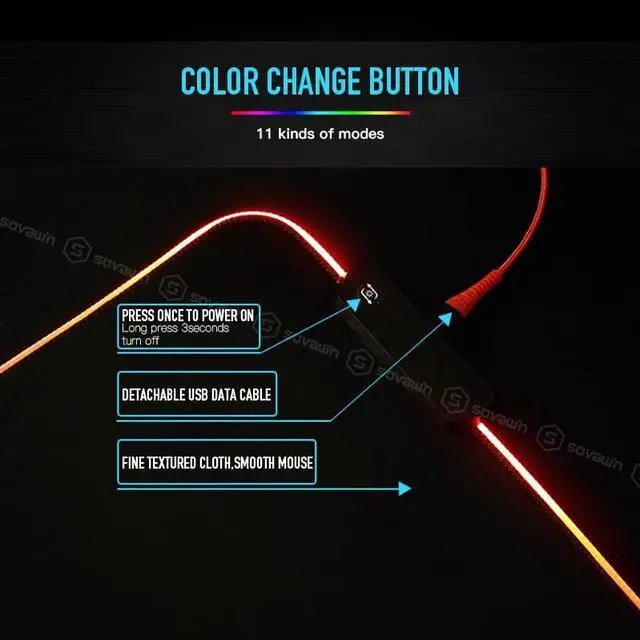 Alt view image 3 of 7 - Large RGB LED Gaming Mouse Pad Gamer Mousepad LED Light Illuminated USB Wired Colorful Luminous Non-Slip Mouse Mice