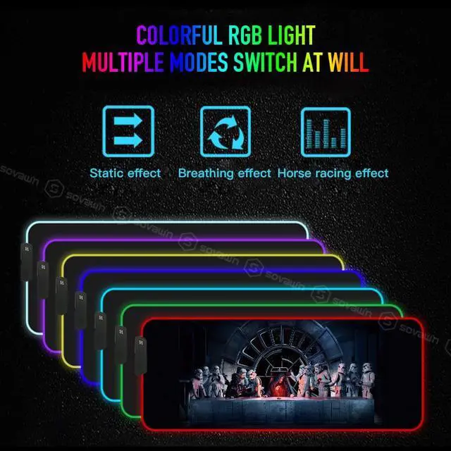 Alt view image 7 of 7 - RGB Soft Gaming Mouse Pad Glowing Led Extended Mousepad Non-Slip Rubber Base Computer Keyboard Pad Mat
