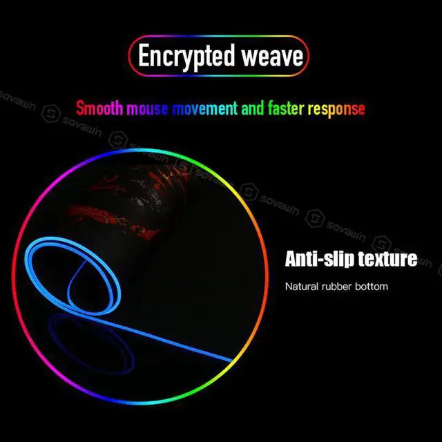 Alt view image 6 of 7 - RGB LED Gaming Mouse Pad Esports Player Non-slip Color Mousepad