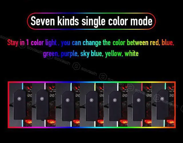 Alt view image 5 of 7 - RGB LED Gaming Mouse Pad Esports Player Non-slip Color Mousepad