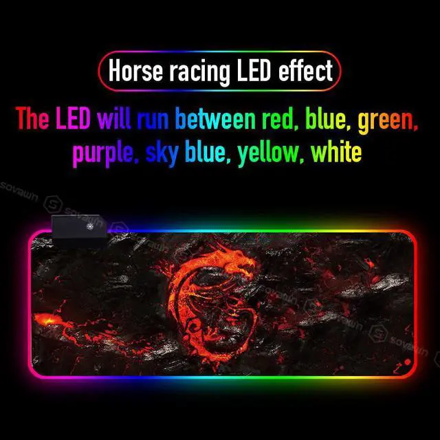 Alt view image 5 of 7 - RGB LED Gaming Mouse Pad Esports Player Non-slip Color Mousepad