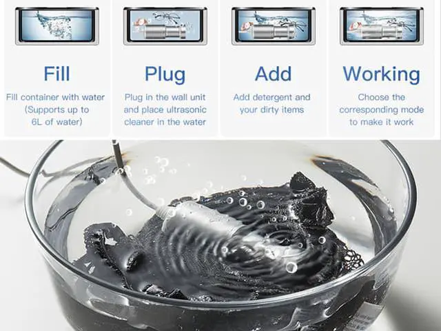 Alt view image 5 of 7 - SOVAWIN Jewelry Cleaner - Mini Ultrasonic Cleaner 110V 7kHz Professional Washing Machine, Cleaners for Glasses Denture, Vegetables Fruit, Silver Diamond Ear Ring Washer