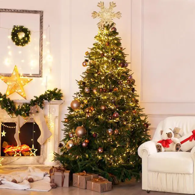 Alt view image 3 of 7 - SOVAWIN Christmas Tree Toppers Decoration with Snowflake Projector, Glittered Star Tree Topper for Holiday Fantastic Romantic Indoor Light Lamp Gift