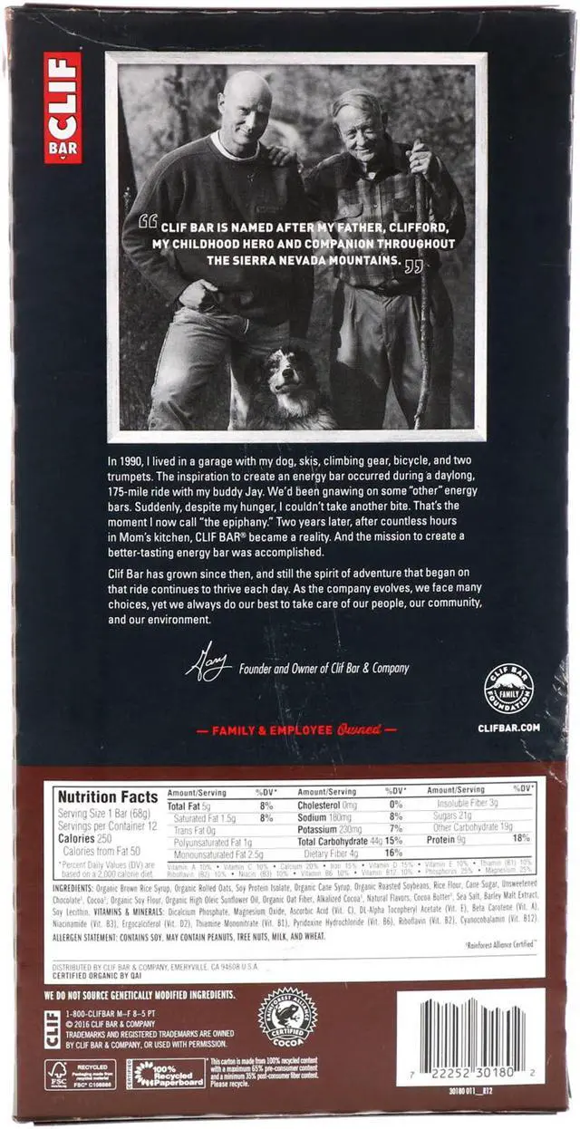 Alt view image 5 of 9 - Clif Bar Energy Bar Chocolate Brownie - 12 - 2.4 Ounce bars