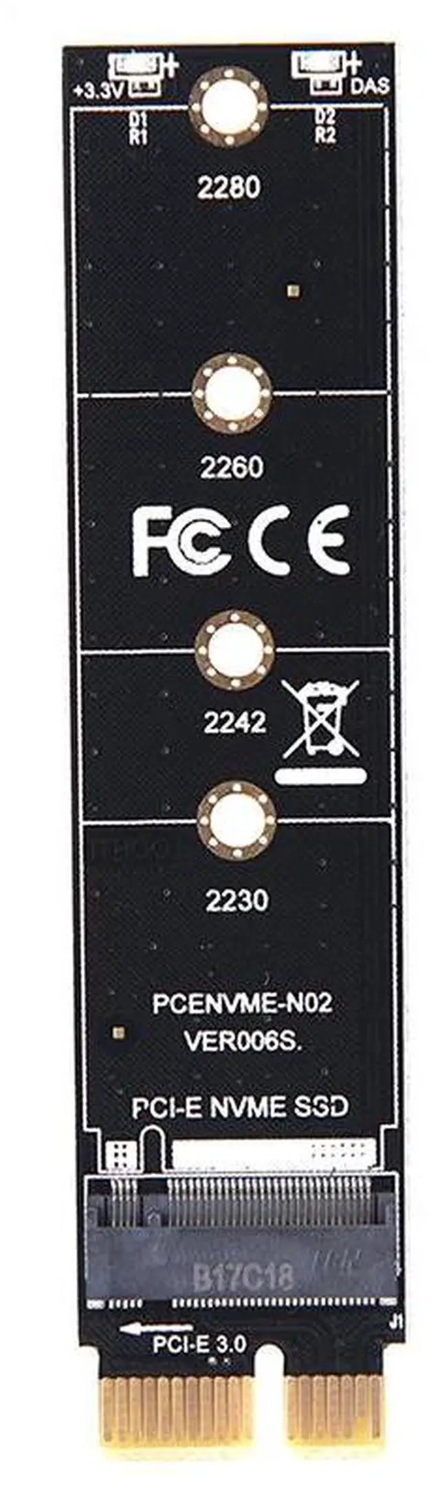 Alt view image 2 of 4 - PCIE To M2 Adapter NVMe SSD M2 PCIE X1 Raiser PCI-E PCI Express M Key Connector Supports 2230 2242 2260 2280 M.2 SSD Full Speed
