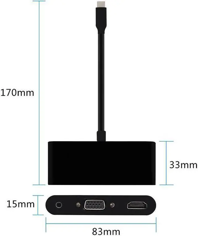 Alt view image 3 of 5 - C VGA Adapter Type C to 4K Thunderbolt 3 for Samsung Galaxy S8 Huawei Mate 10 For Xiaomi Air C