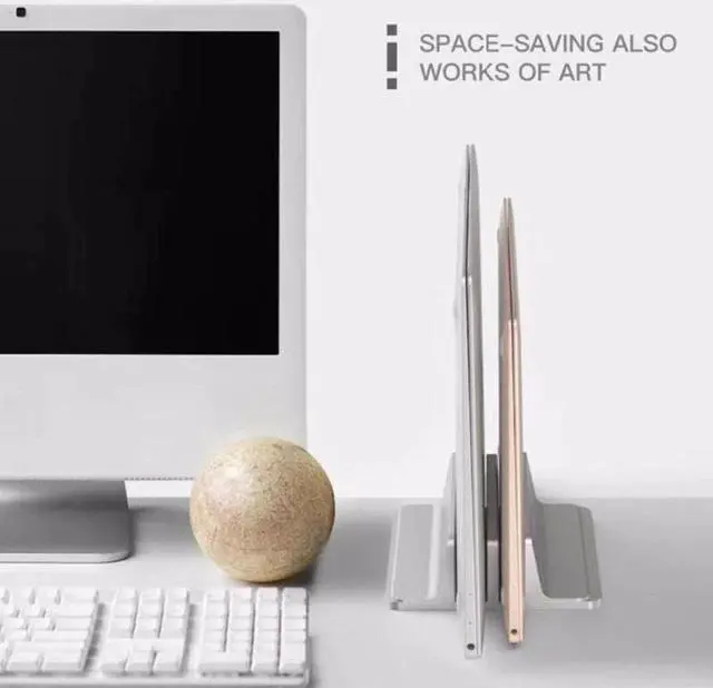 Alt view image 3 of 6 - Vertical Laptop Stand Double Slot Notebook Tablet Mount Space Saving Holder Aluminum Adjustable Dock Base For MacBook Pro Air