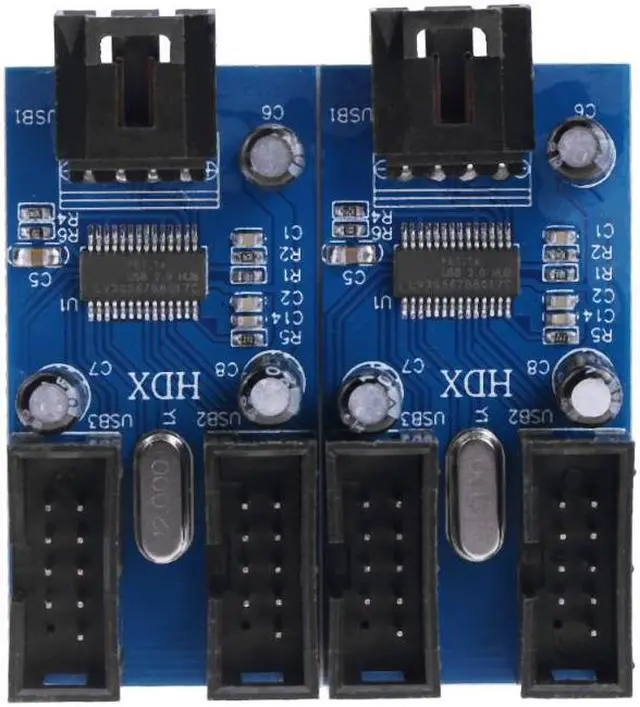 Alt view image 6 of 7 - 9pin USB Header Male 1 to 4 Female Extension Cable Card Desktop 9-Pin USB HUB USB 2.0 9 pin Connector Adapter Port Multilier