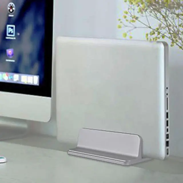 Alt view image 2 of 6 - VODOOL Vertical Laptop Stand Aluminum Adjustable Desktop Double Slot Notebook Tablet Mount Base Holder Dock For MacBook Pro Air