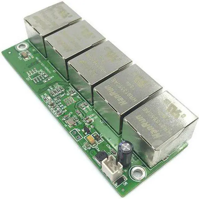 Alt view image 3 of 5 - grade wide temperature low power 5 port 10/100Mbps RJ45 wiring splitter mini engineering micro network switch module
