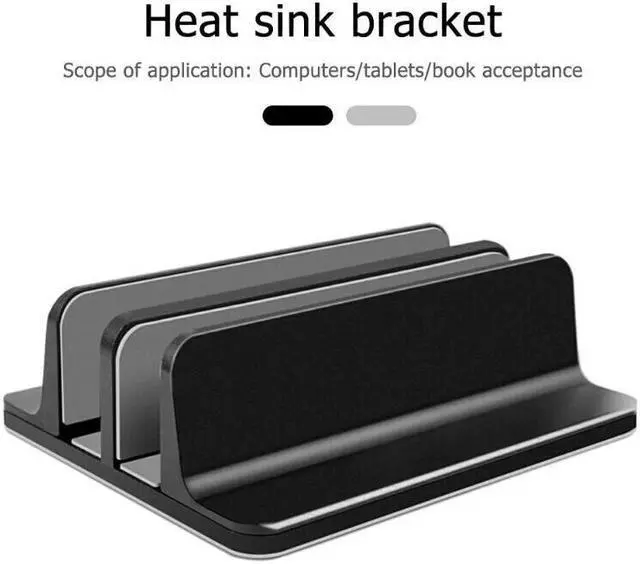 Alt view image 2 of 6 - Vertical Laptop Stand Double Slot Notebook Tablet Mount Space Saving Holder Aluminum Adjustable Dock Base For MacBook Pro Air