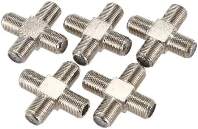 Main image of Hot 3C-5-Pack 4-way F-Type Coax Cable Splitter Combiner Female to 4 Female for Video VCR Antenna TV Cable Satellite,Silver