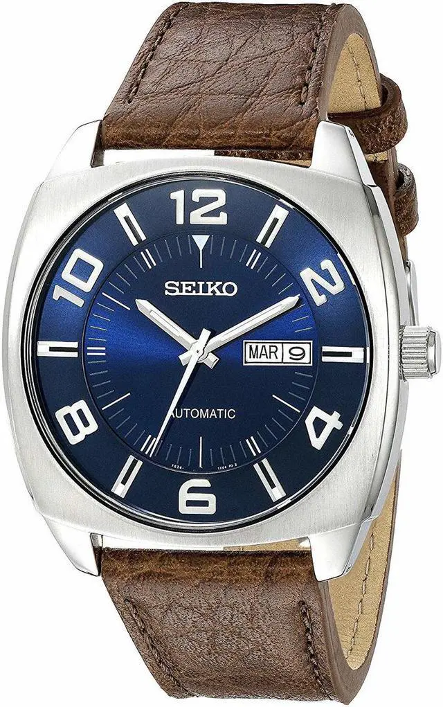 Alt view image 5 of 9 - Seiko Men's SNKN37 Stainless Steel Automatic Self-Wind Watch with Brown Leather Band