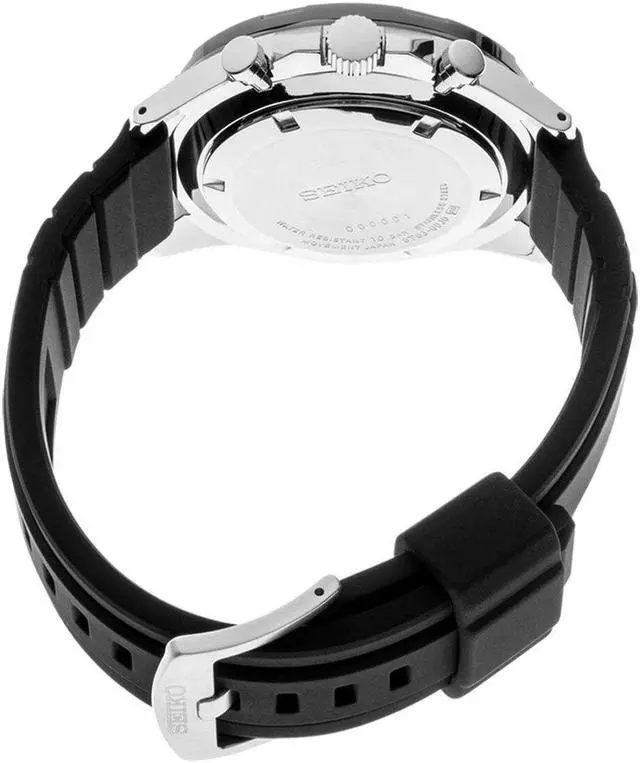 Alt view image 3 of 8 - Seiko SSB347 Black Dial Men's Chronograph Black Rubber Quartz Watch