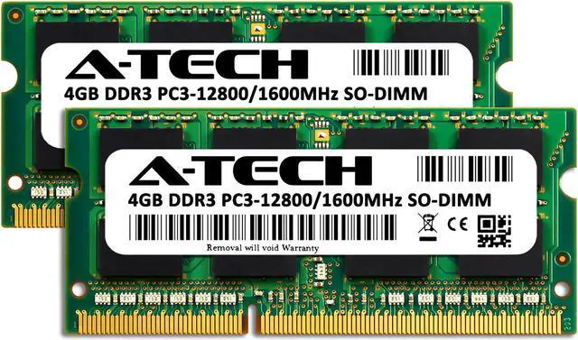 Alt view image 2 of 7 - A-Tech 8GB (2x4GB) DDR3 1600MHz SODIMM PC3-12800 CL11 Non-ECC Unbuffered 204-Pin SO-DIMM Notebook Laptop RAM Memory Upgrade Kit