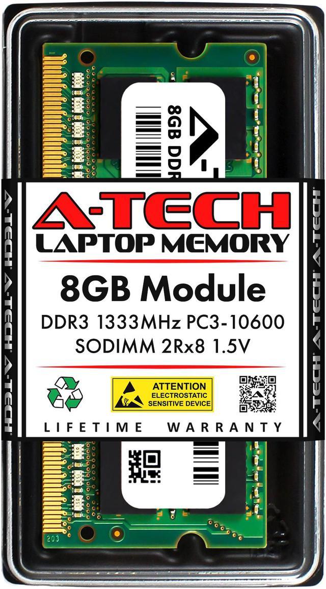 A-Tech 8GB DDR3 1333MHz SODIMM PC3-10600 2Rx8 Dual Rank 204-Pin 