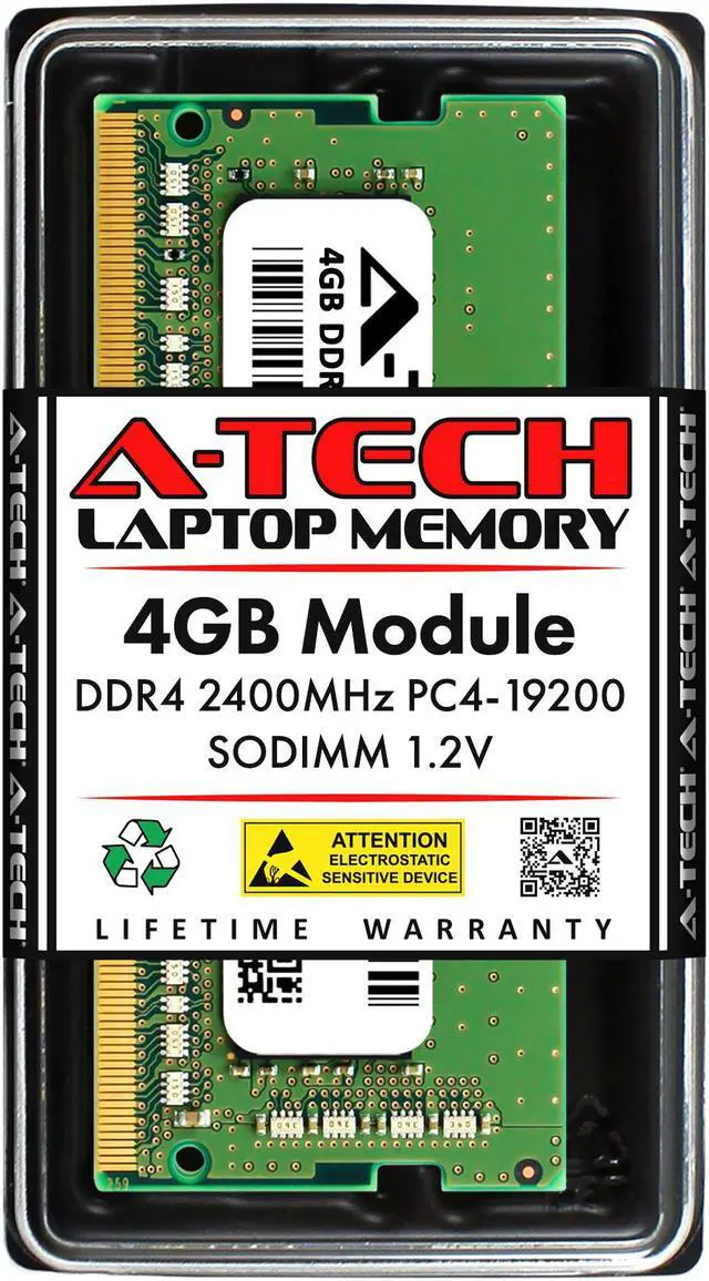 Main image of A-Tech 4GB DDR4 2400MHz SODIMM PC4-19200 Non-ECC Unbuffered CL17 1.2V 260-Pin SO-DIMM Laptop Notebook Computer RAM Memory Upgrade Module