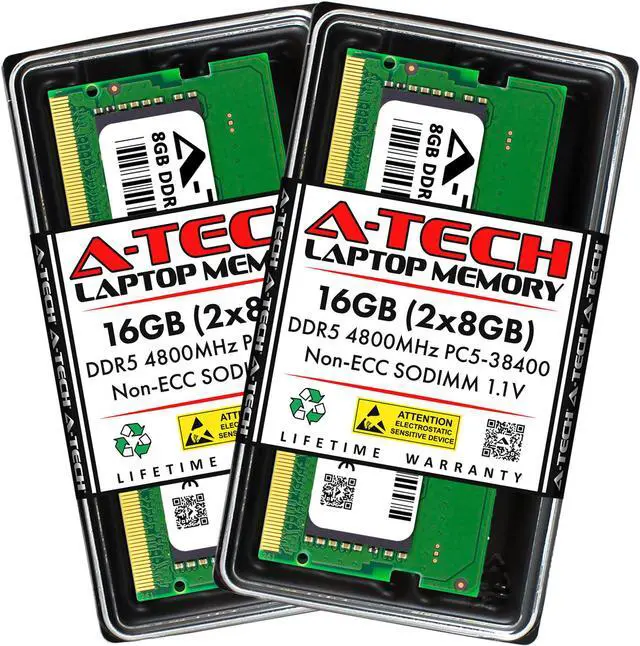 Main image of A-Tech 16GB (2x8GB) DDR5 4800MHz SODIMM PC5-38400 Non-ECC Unbuffered CL40 1.1V 262-Pin SO-DIMM Laptop Notebook Computer RAM Memory Upgrade Kit