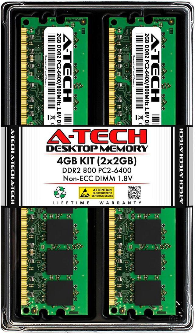 A-Tech 4GB (2x2GB) DDR2 800MHz DIMM PC2-6400 UDIMM Non-ECC 1.8V