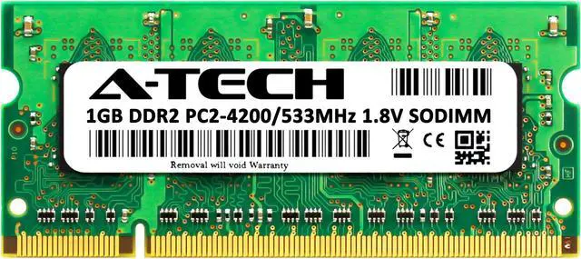 Alt view image 2 of 6 - A-Tech 1GB DDR2 533MHz SODIMM PC2-4200 Non-ECC Unbuffered CL4 1.8V 200-Pin SO-DIMM Laptop Notebook Computer RAM Memory Upgrade Module